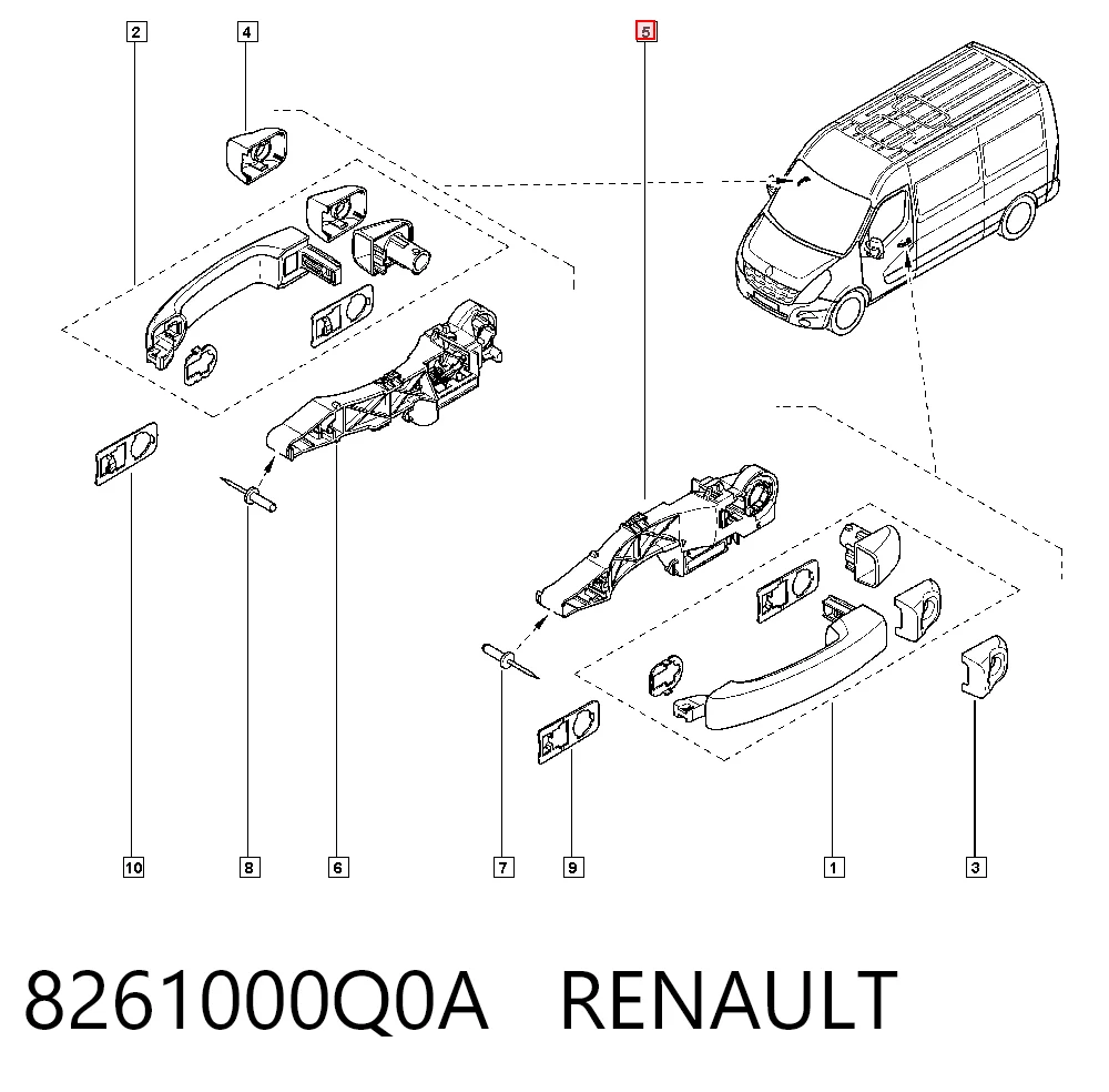Compre 806079208R Opel Suporte de maçaneta externa da porta dianteira esquerda