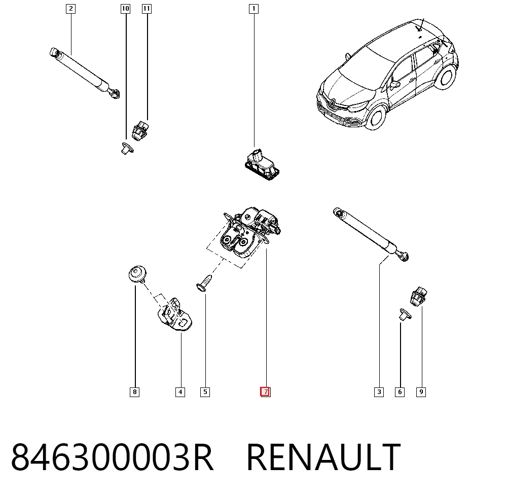 Compre Fecho de tampa de porta-malas (de 3ª/5ª porta traseira) Renault DUSTER 2
