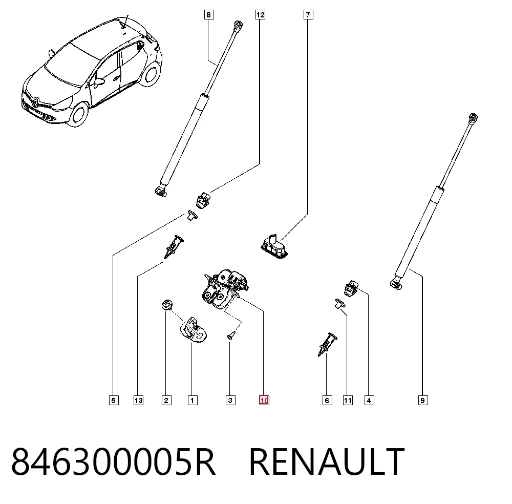 Fecho de tampa de porta-malas (de 3ª/5ª porta traseira) para Renault DUSTER II HM