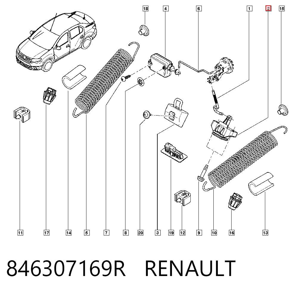 Fecho de tampa de porta-malas (de 3ª/5ª porta traseira) Renault DUSTER II SUV (HM) (2017 - 2026) II