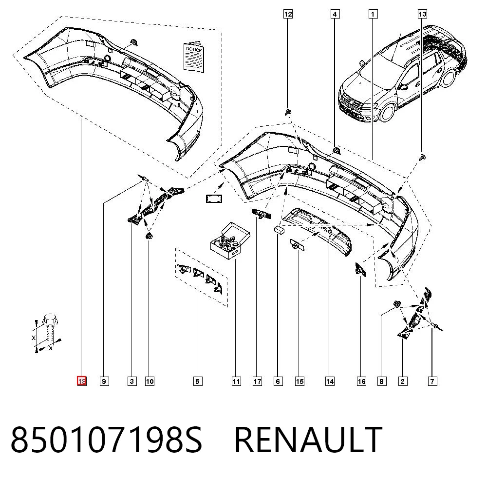 Pára-choque traseiro Renault LOGAN II K8 ao melhor preço