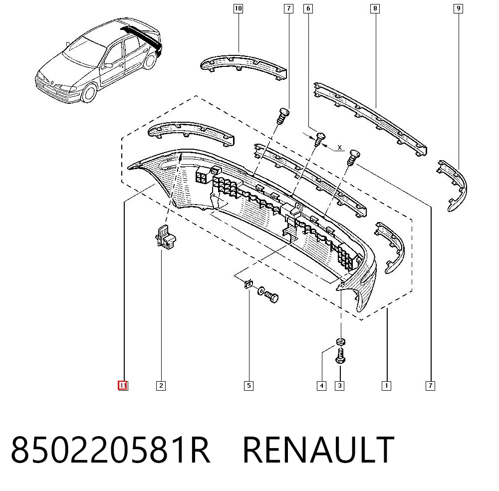 Pára-choque traseiro para Renault Megane I BA0, BA1