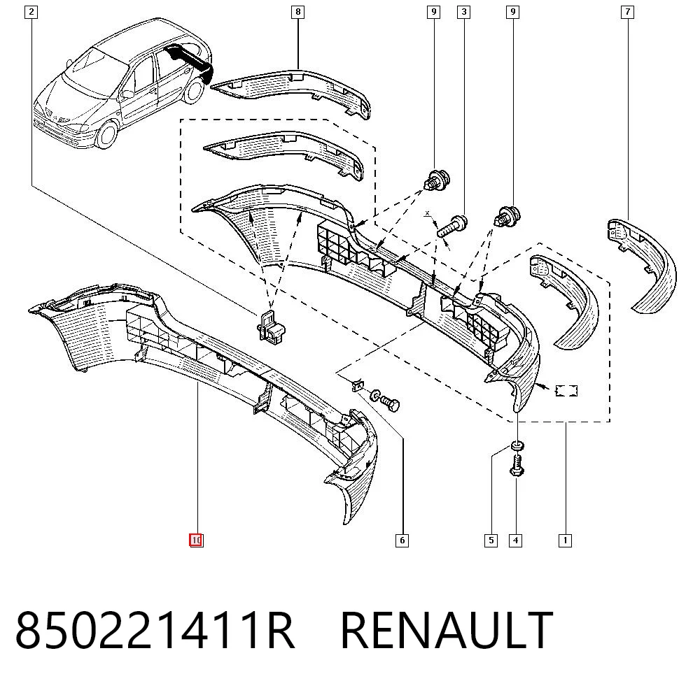 Pára-choque traseiro Renault Scenic I JA0, JA1, FA0
