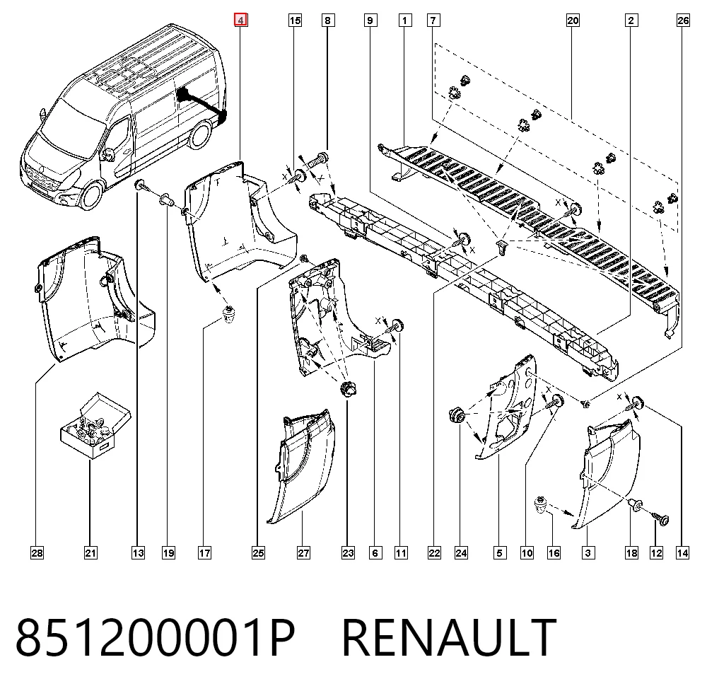 Compre 95529546 Peugeot/Citroen Pára-choque traseiro, parte direita