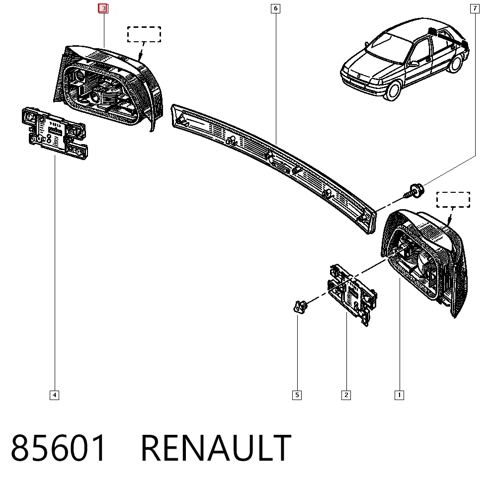 Lanterna traseira direita Renault Clio preço, a partir de 31,40 USD