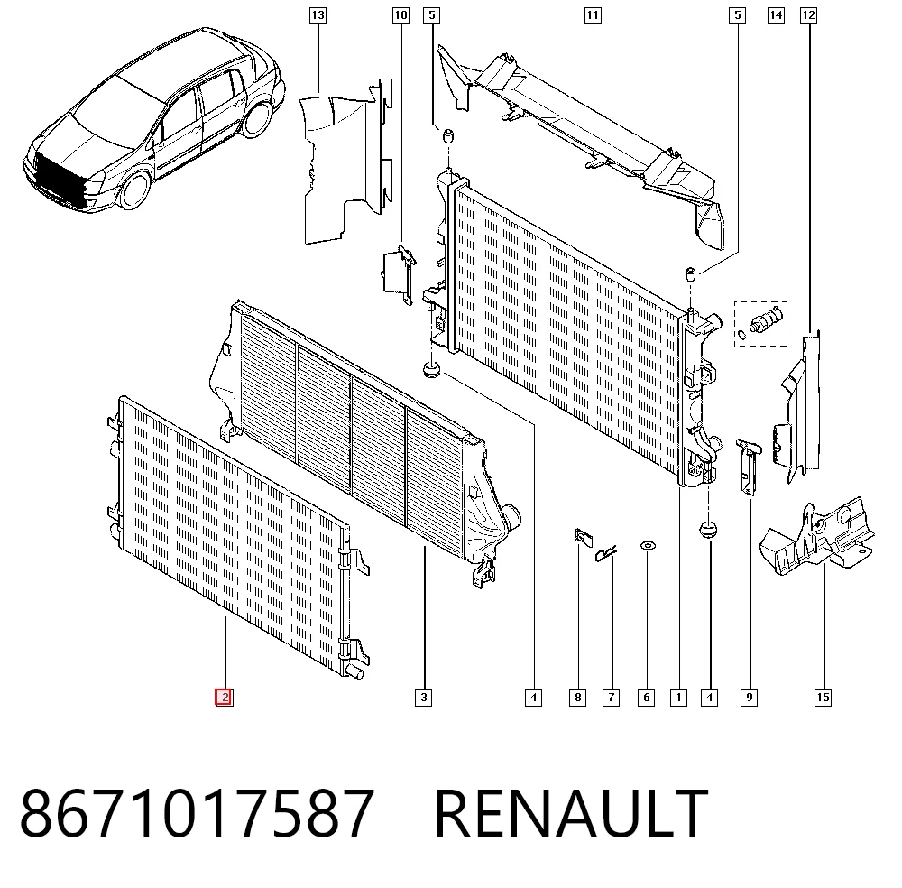 Radiador de aparelho de ar condicionado para Renault Clio BB, CB