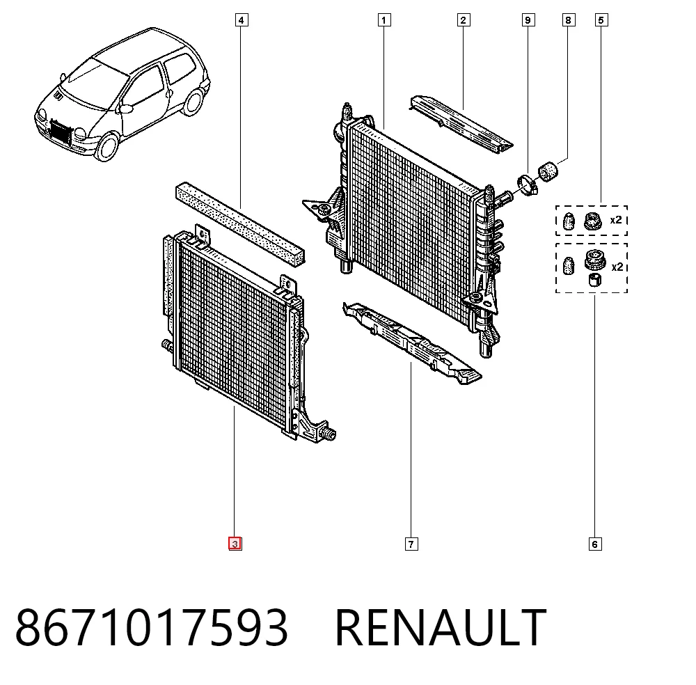 Radiador de aparelho de ar condicionado Renault Clio I BC57, 5357