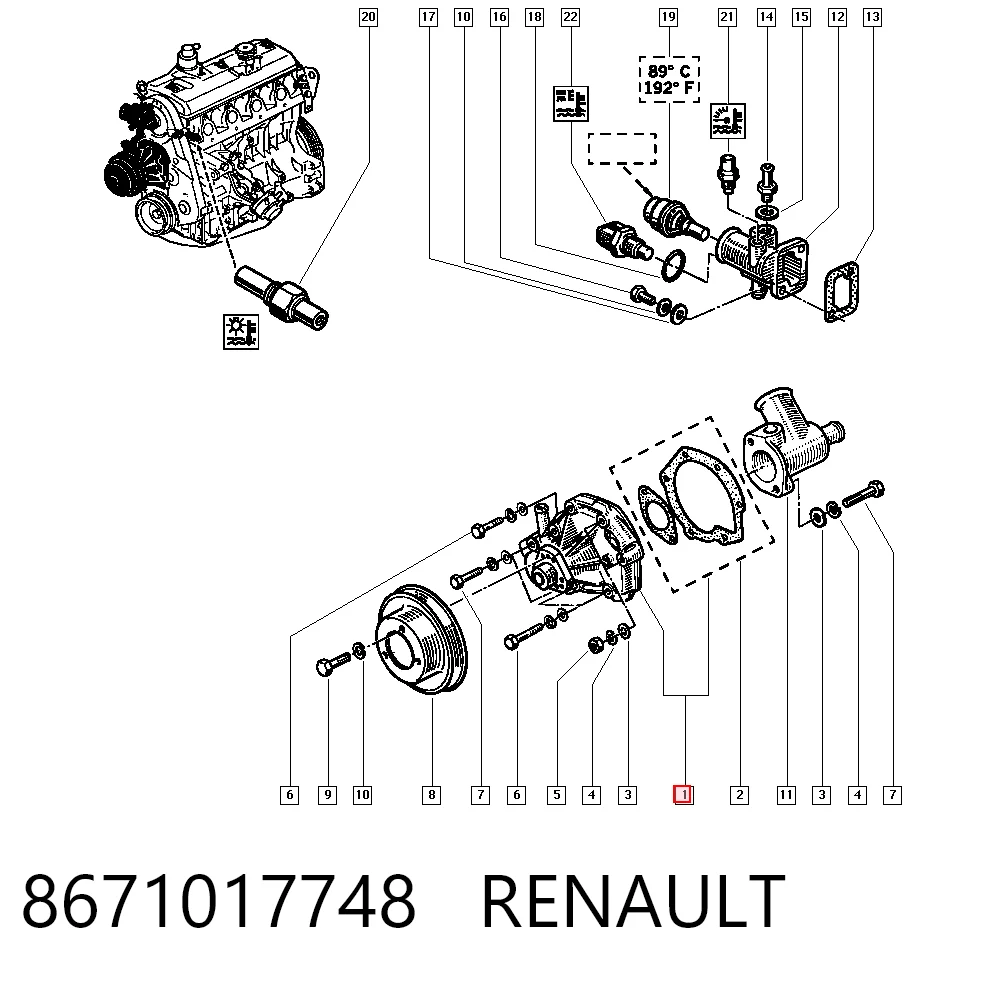 Bomba de água (bomba) de esfriamento para Renault Espace II J63