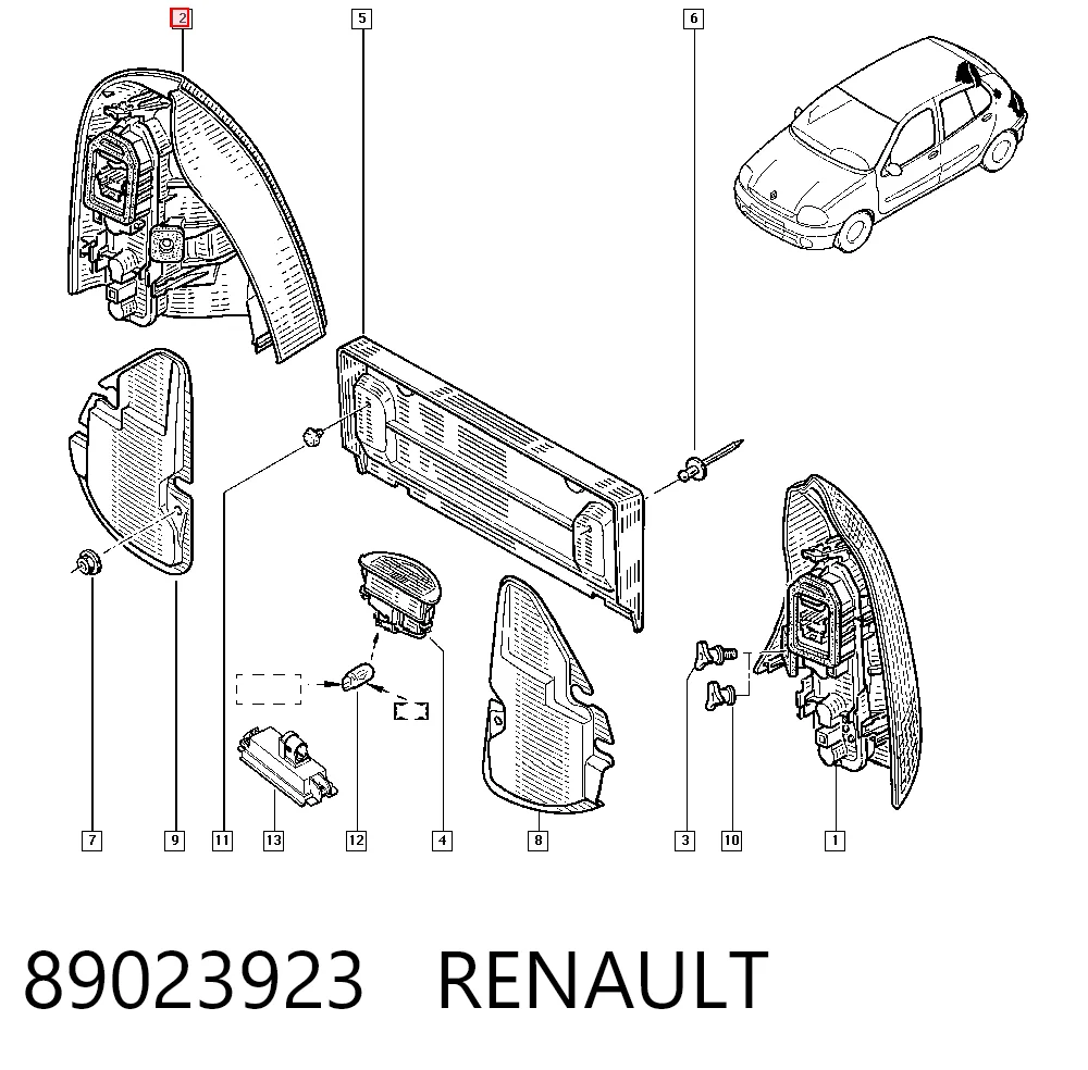 Compre Lanterna traseira direita Renault Clio 2