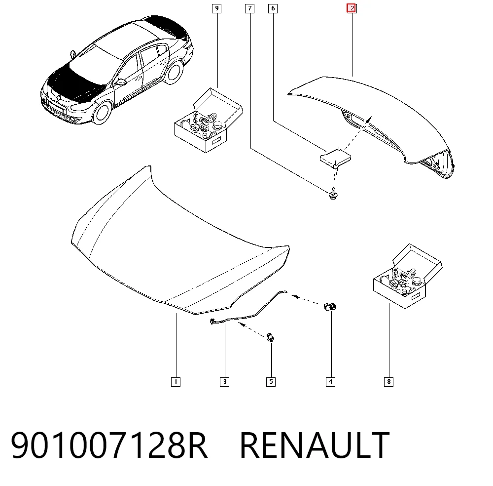 Tampa de porta-malas para Renault Fluence  L3