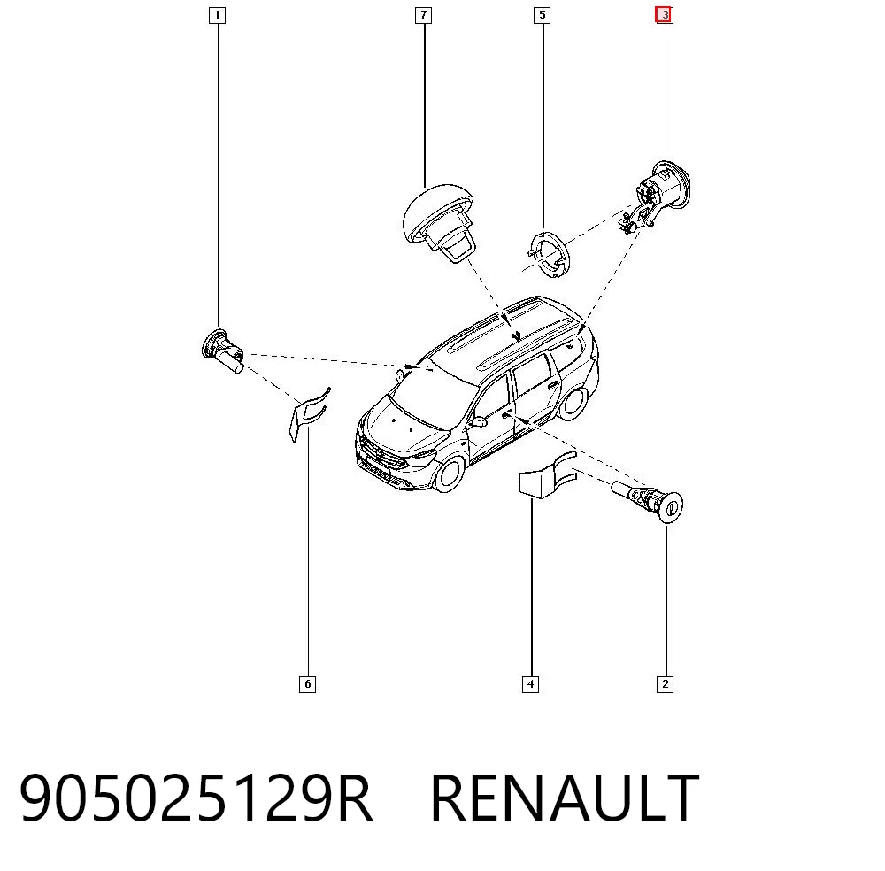 905025129R Renault (RVI) Trinco de fecho de porta-malas (de 3ª/5ª porta traseira)