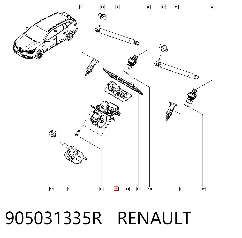 905031335R Renault (RVI) Fecho de tampa de porta-malas (de 3ª/5ª porta traseira)