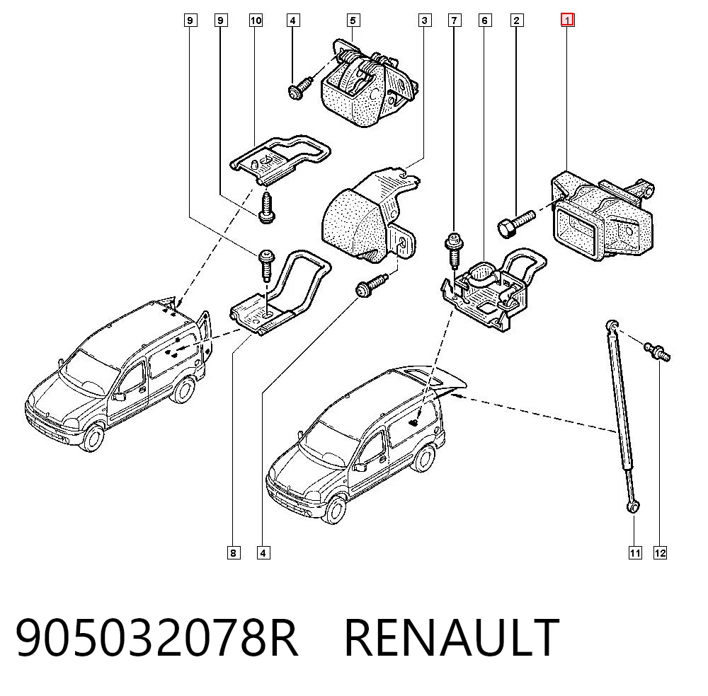 Fecho de tampa de porta-malas (de 3ª/5ª porta traseira) Renault Kangoo  KC0, KC1 ao melhor preço