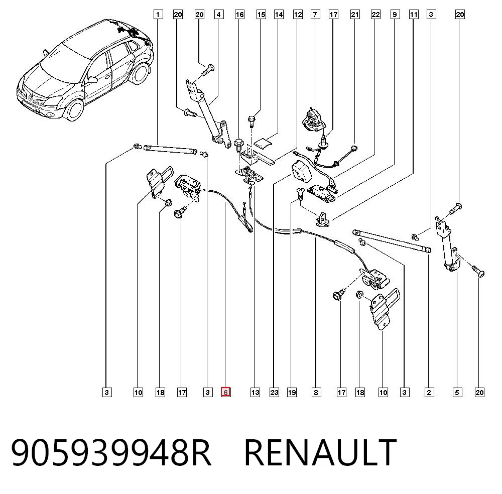Fecho de tampa de porta-malas (de 3ª/5ª porta traseira) Renault Koleos  HY0