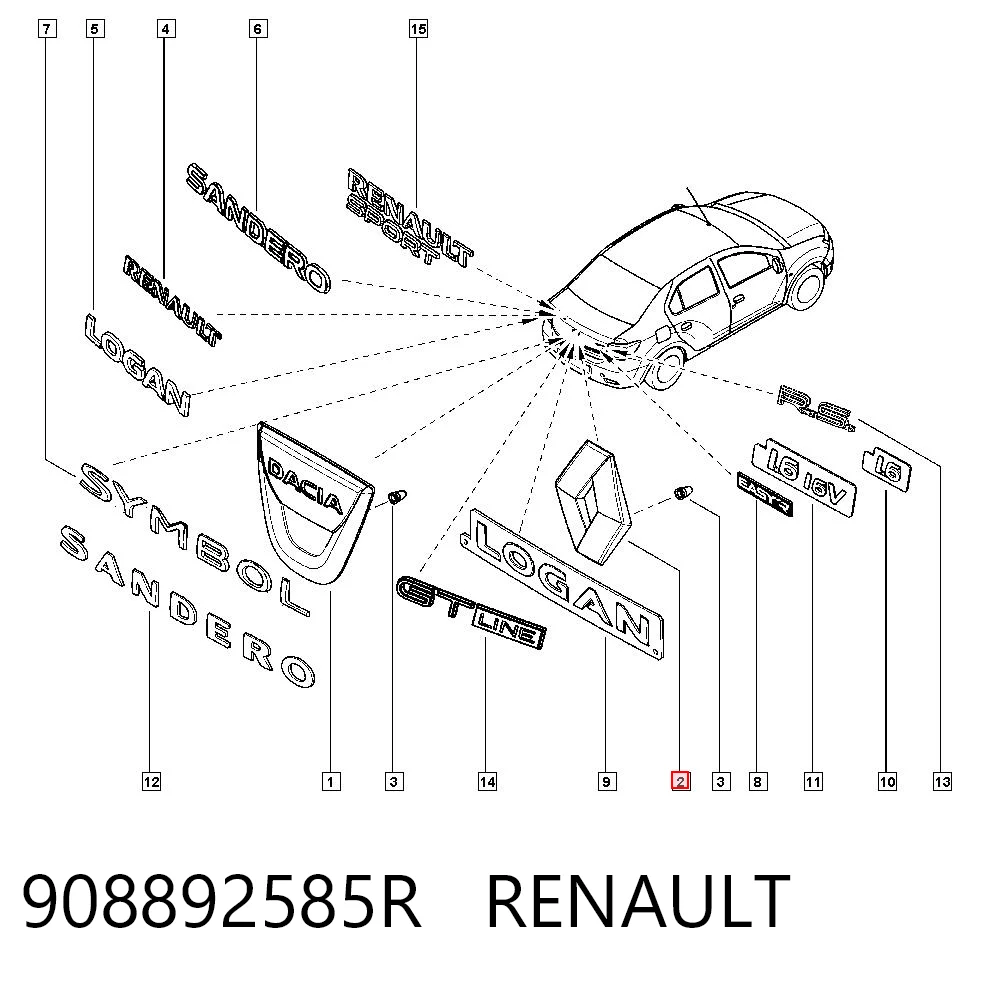 Emblema de tampa de porta-malas (emblema de firma) para Renault LOGAN II L52