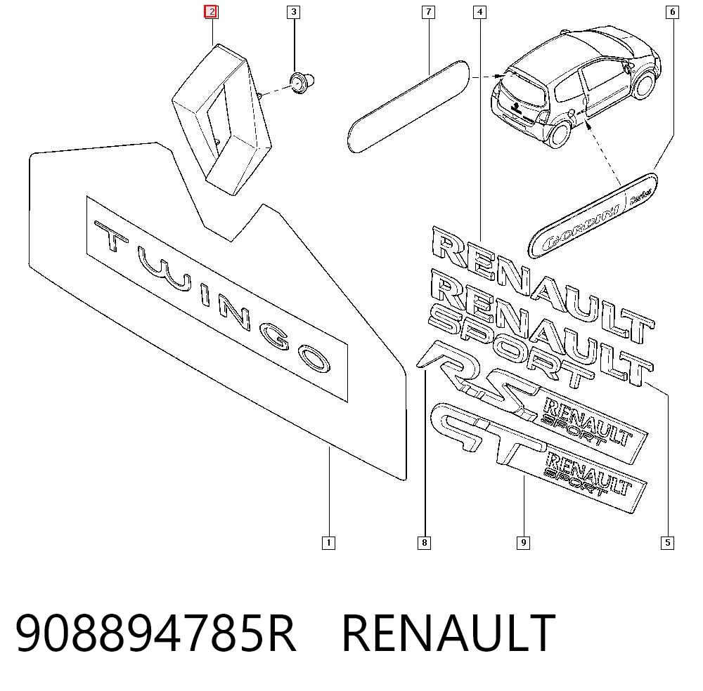 Emblema de tampa de porta-malas (emblema de firma) Renault LOGAN II L52 ao melhor preço