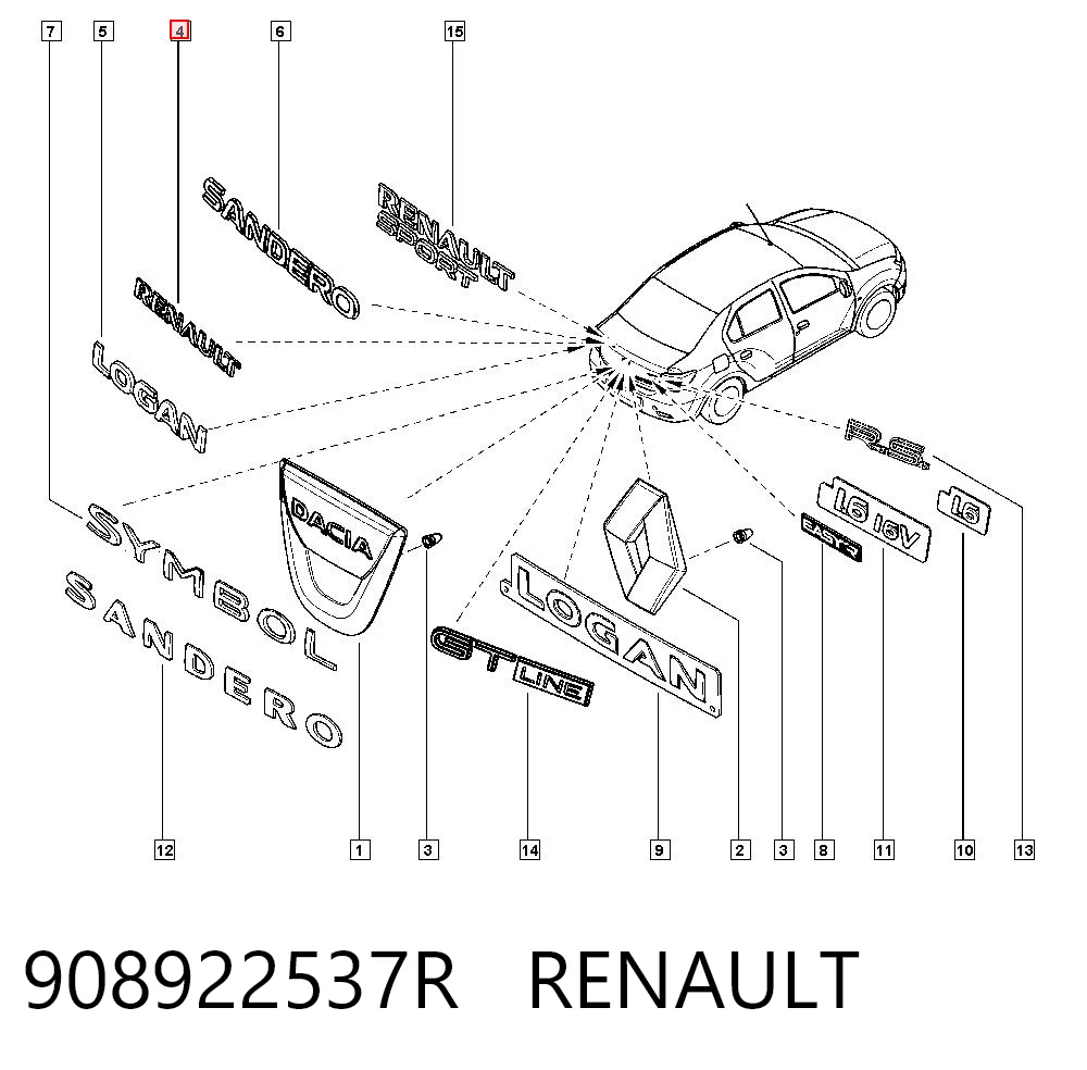 Emblema de tampa de porta-malas (emblema de firma) Renault CAPTUR II HF ao melhor preço