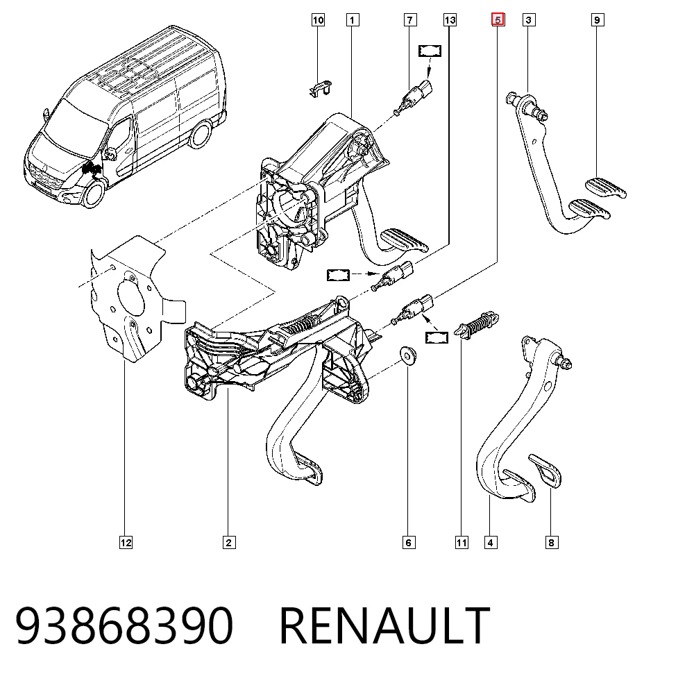 Sensor de ativação de embraiagem 93868390 Opel