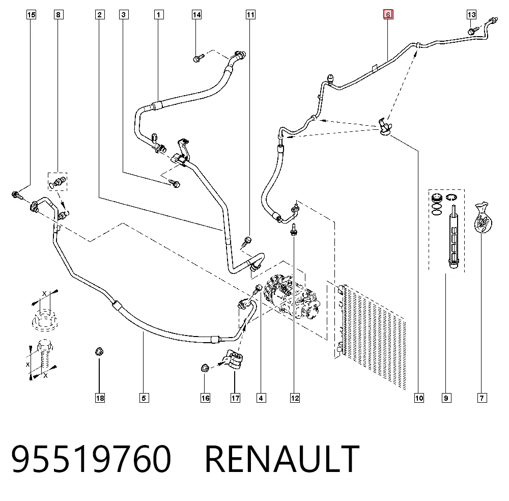 Compre 95519760 Opel Mangueira de aparelho de ar condicionado, desde o radiador até o vaporizador