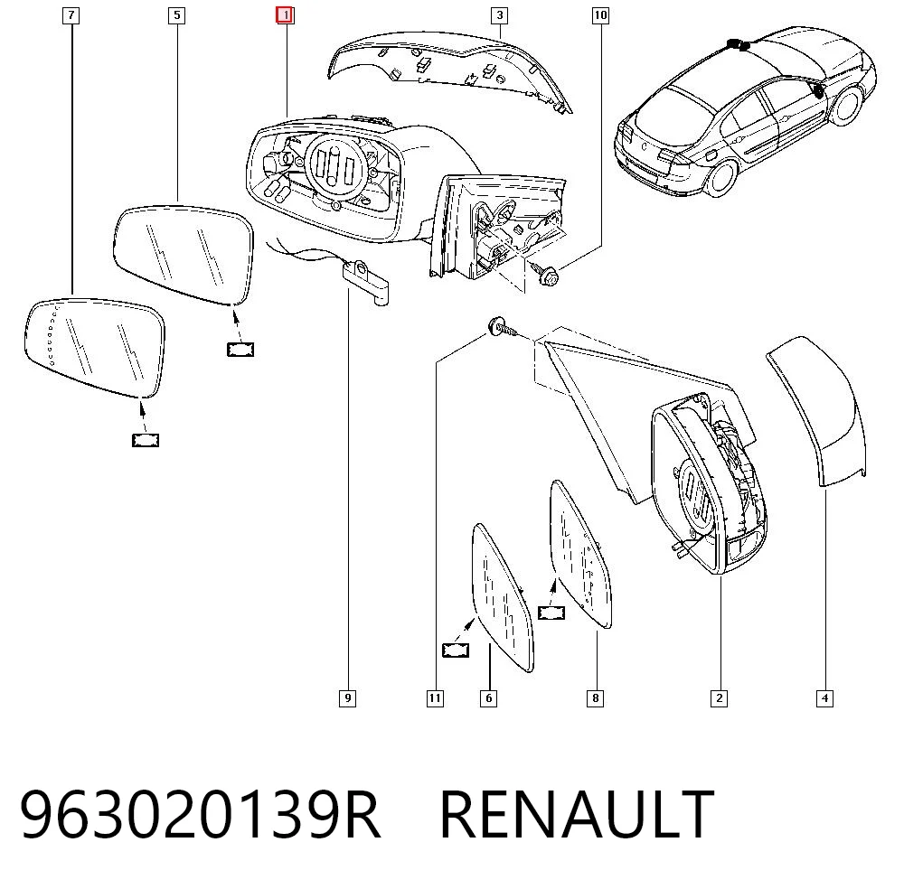 Compre Espelho de retrovisão esquerdo Renault Laguna 3