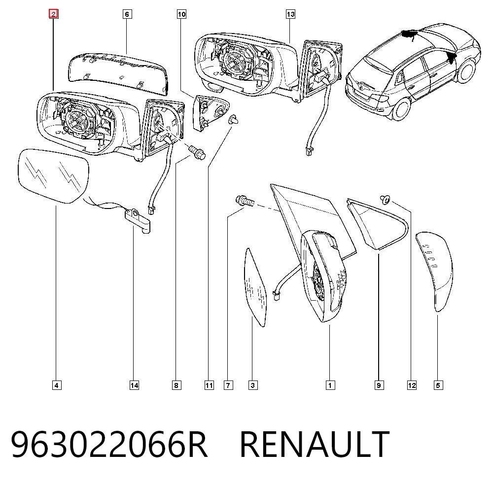 Espelho de retrovisão esquerdo Renault Koleos  HY0