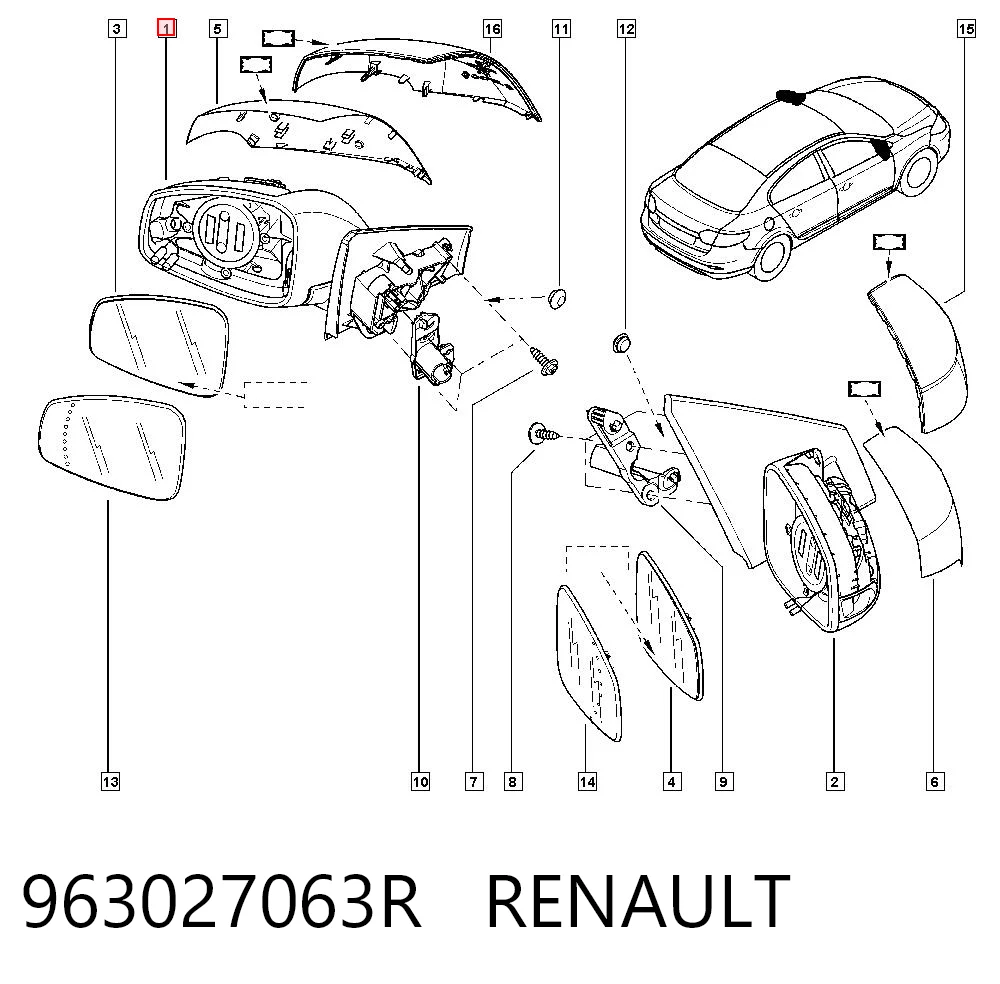  Espelho de retrovisão esquerdo Renault Fluence sedan (L3) (2010 - 2026) 
