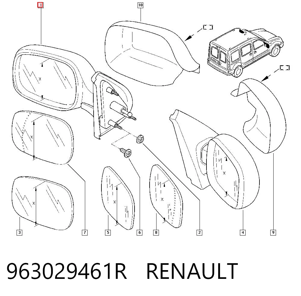 Compre Espelho de retrovisão esquerdo Renault Kangoo 1