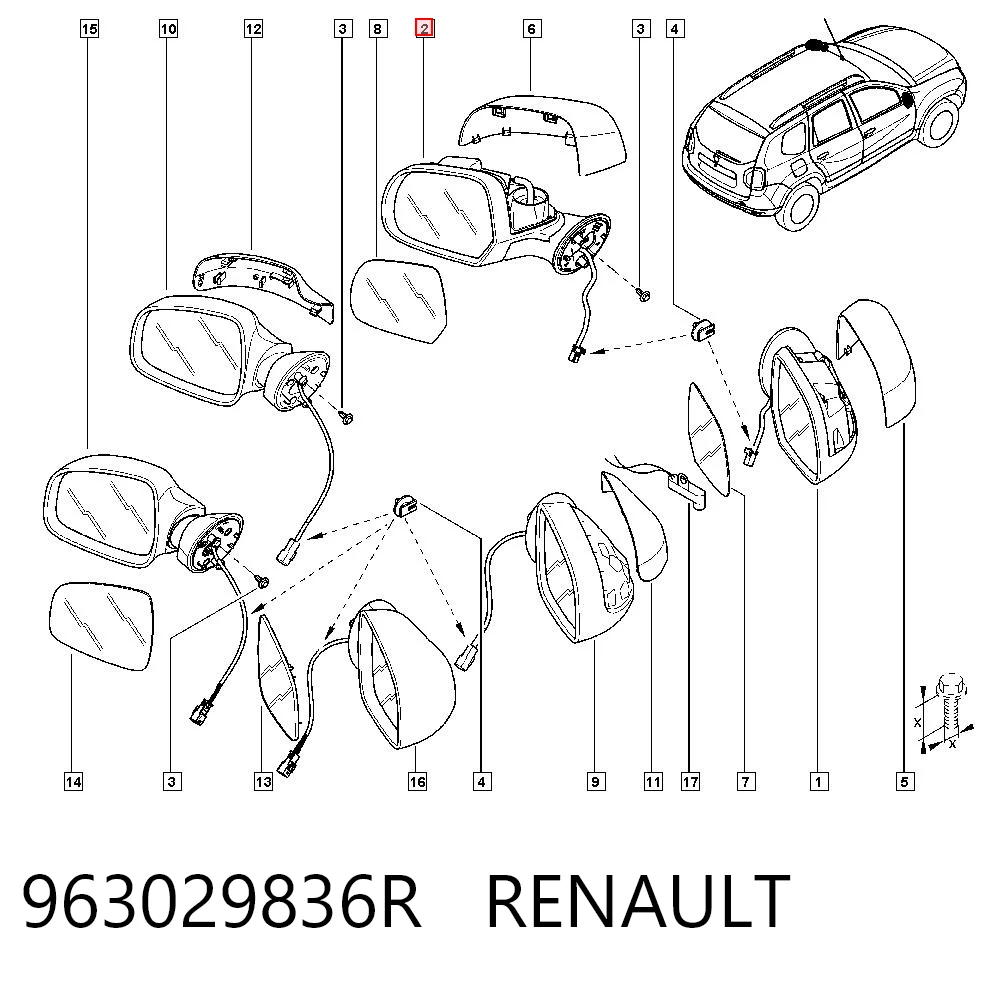 Espelho de retrovisão esquerdo Dacia Duster  HM ao melhor preço