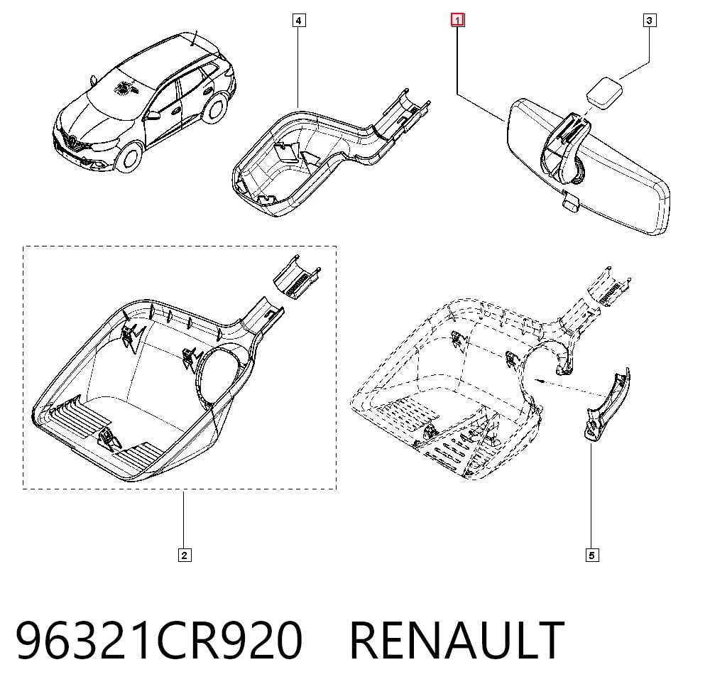 Espelho de salão interno para Nissan Qashqai II J11