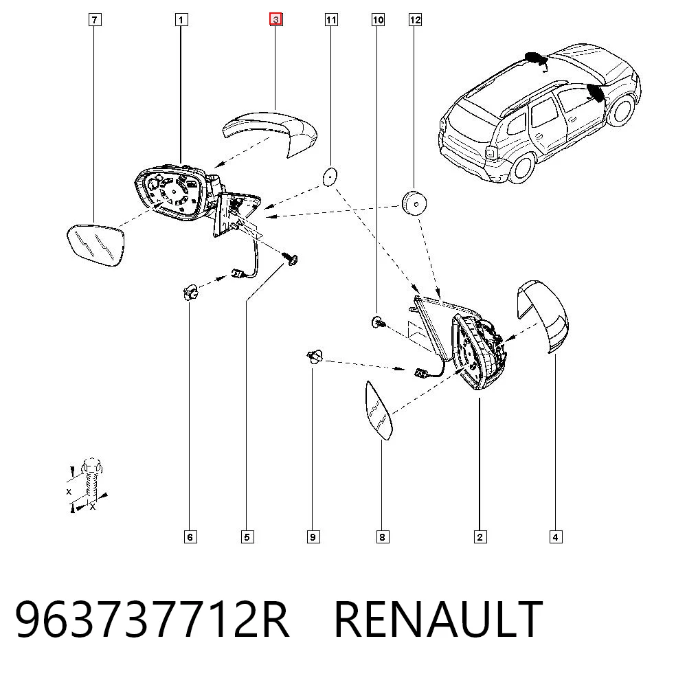 Espelho de retrovisão esquerdo para Renault DUSTER HM