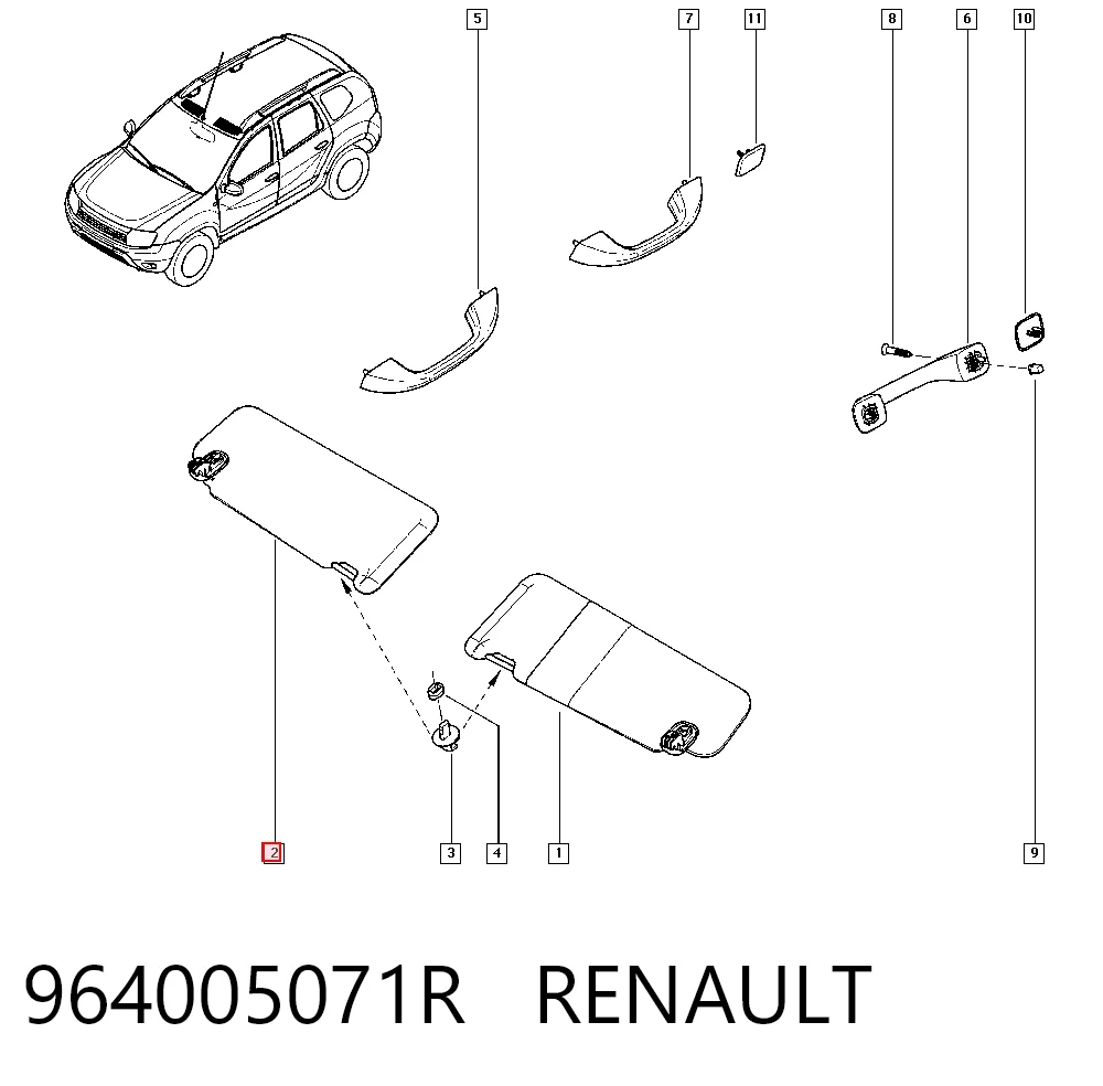 Pala contra o sol para Renault DUSTER I HS