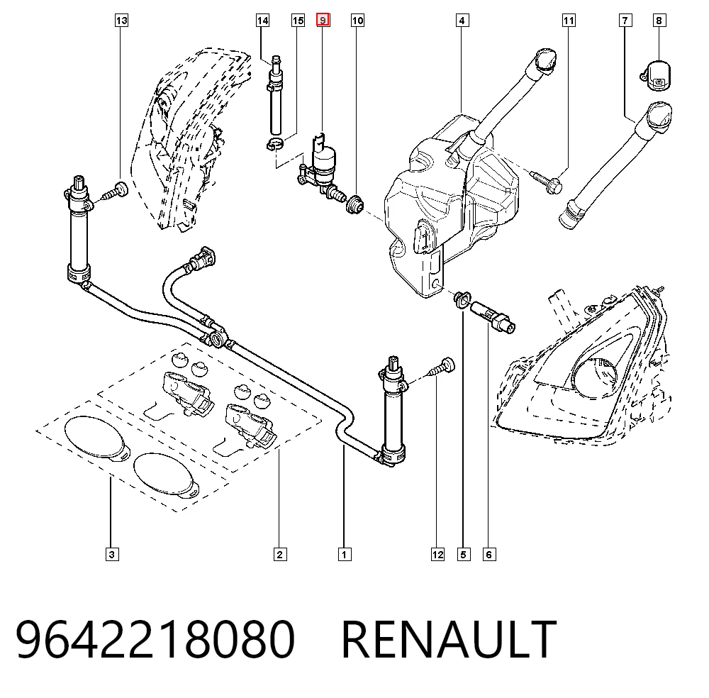 9642218080 Renault (RVI) Bomba do motor de fluido para lavador das luzes