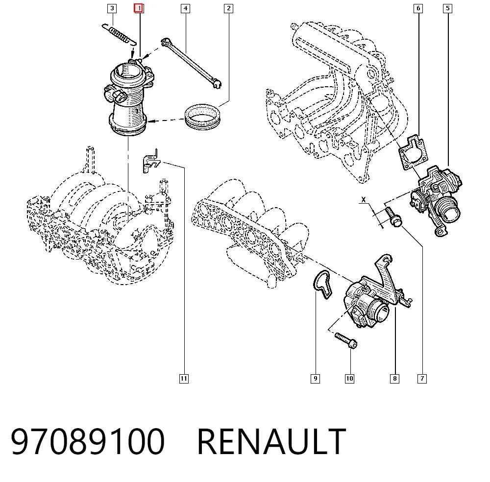 97089100 Renault (RVI) Válvula de borboleta montada