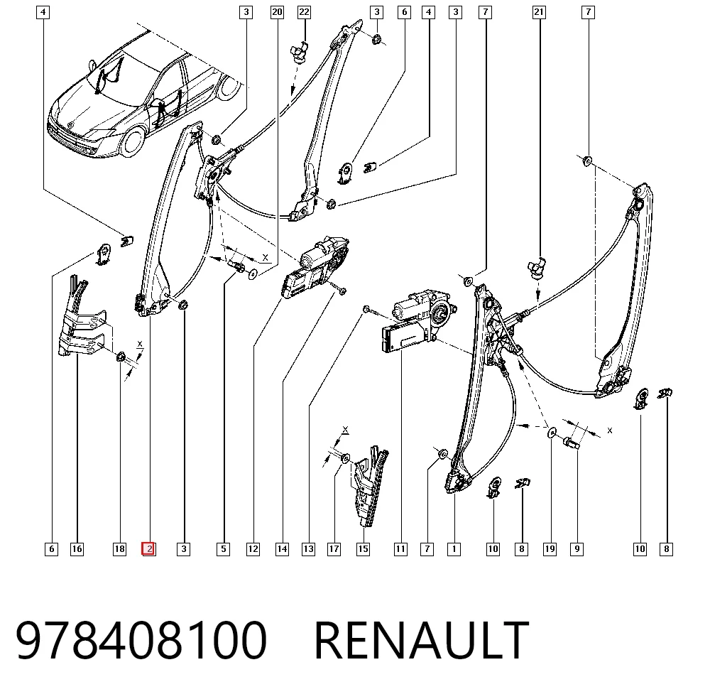 Mecanismo de acionamento de vidro da porta dianteira direita Renault Laguna III KT0, KT1