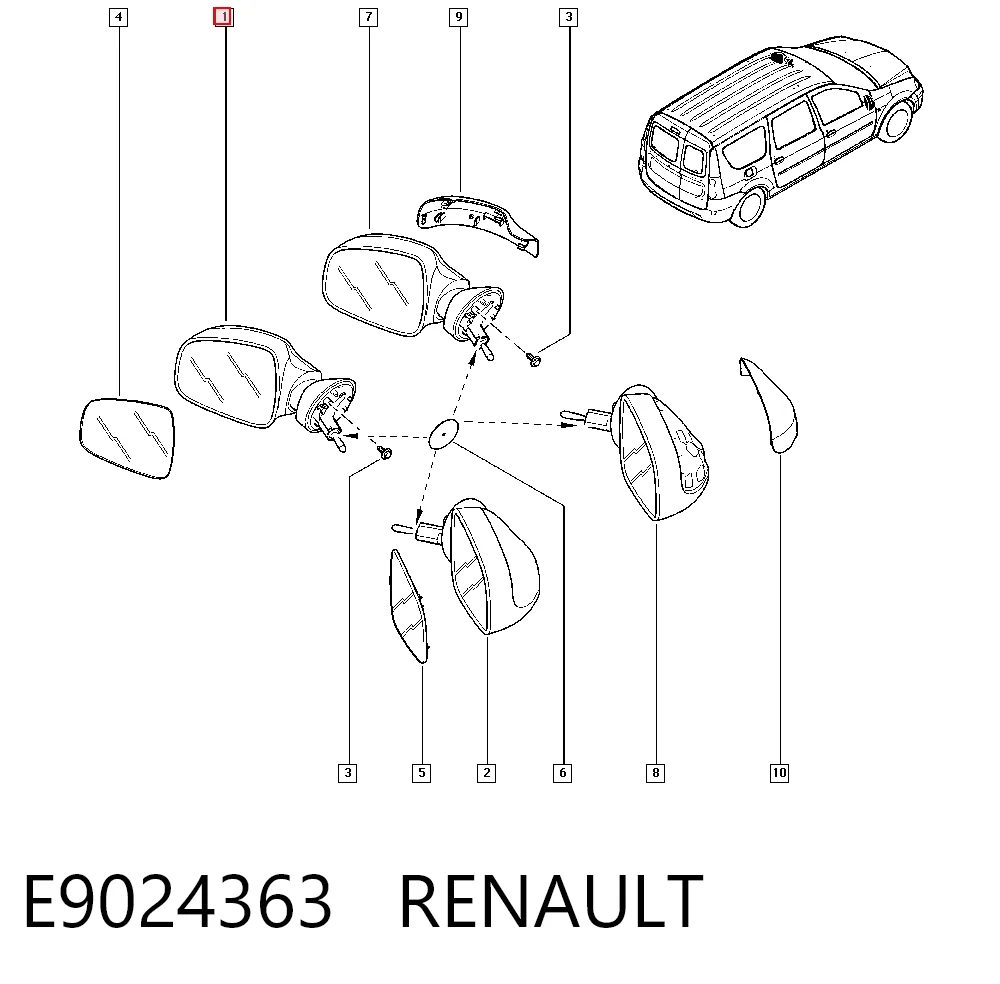 Compre Espelho de retrovisão esquerdo Dacia Sandero 1
