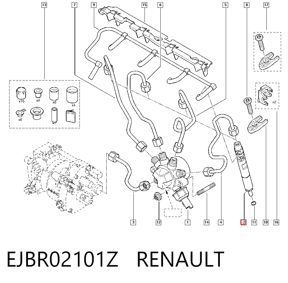 EJBR02101Z Renault (RVI) Injetor de injeção de combustível