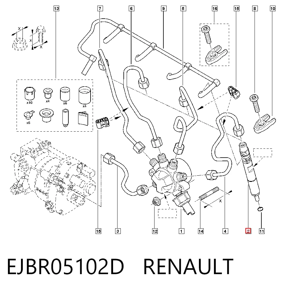 EJBR05102D Renault (RVI) Injetor de injeção de combustível