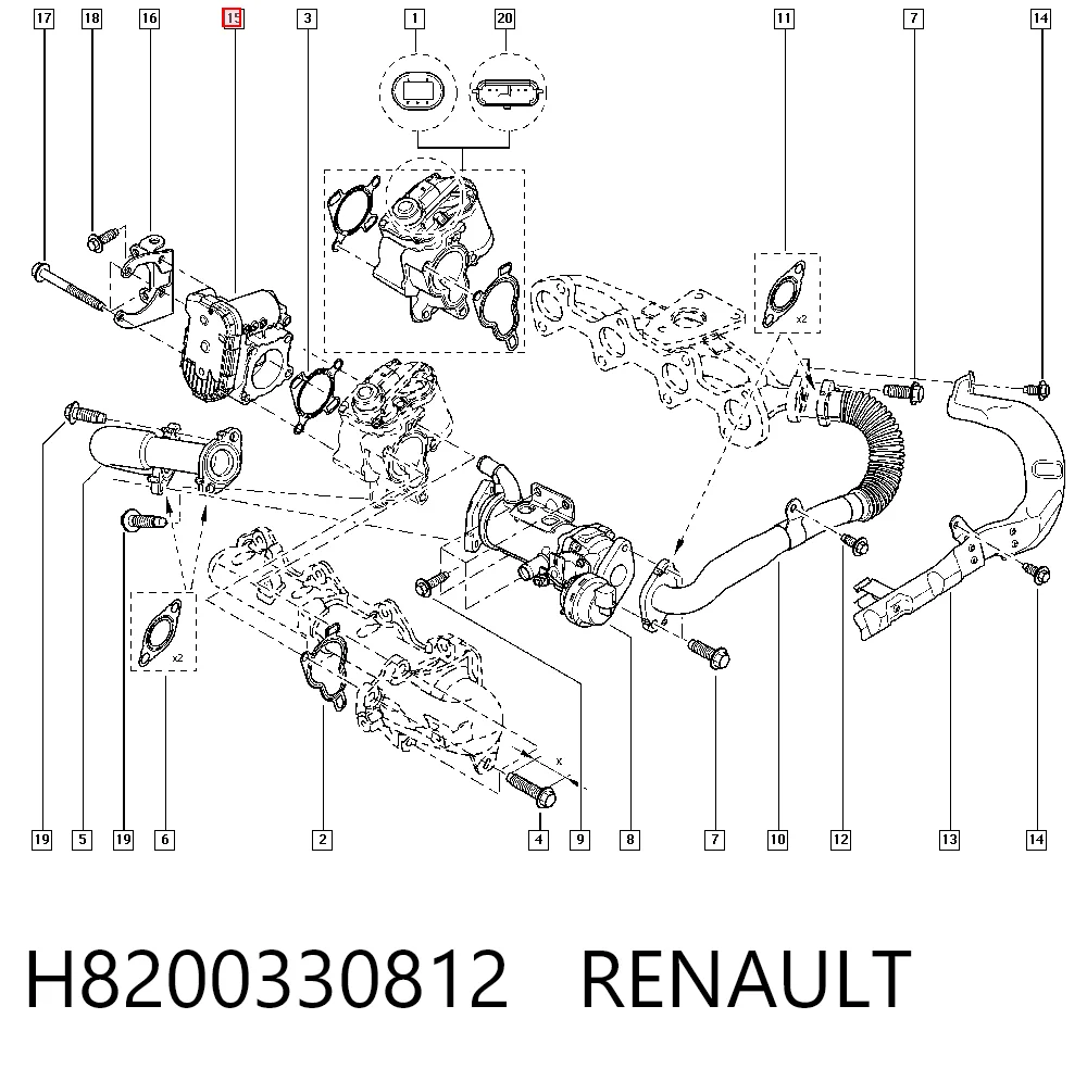 H8200330812 Renault (RVI) Válvula de borboleta montada