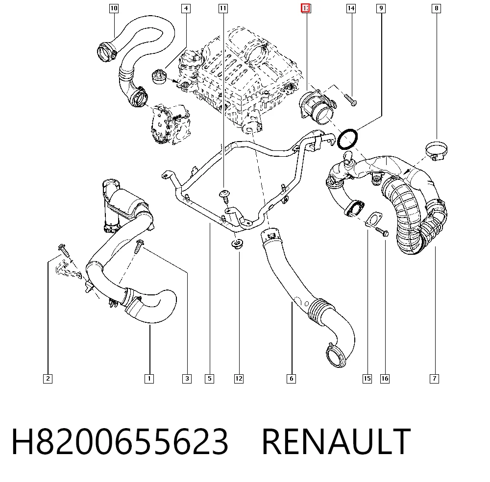 H8200655623 Renault (RVI) Sensor de fluxo (consumo) de ar, medidor de consumo M.A.F. - (Mass Airflow)