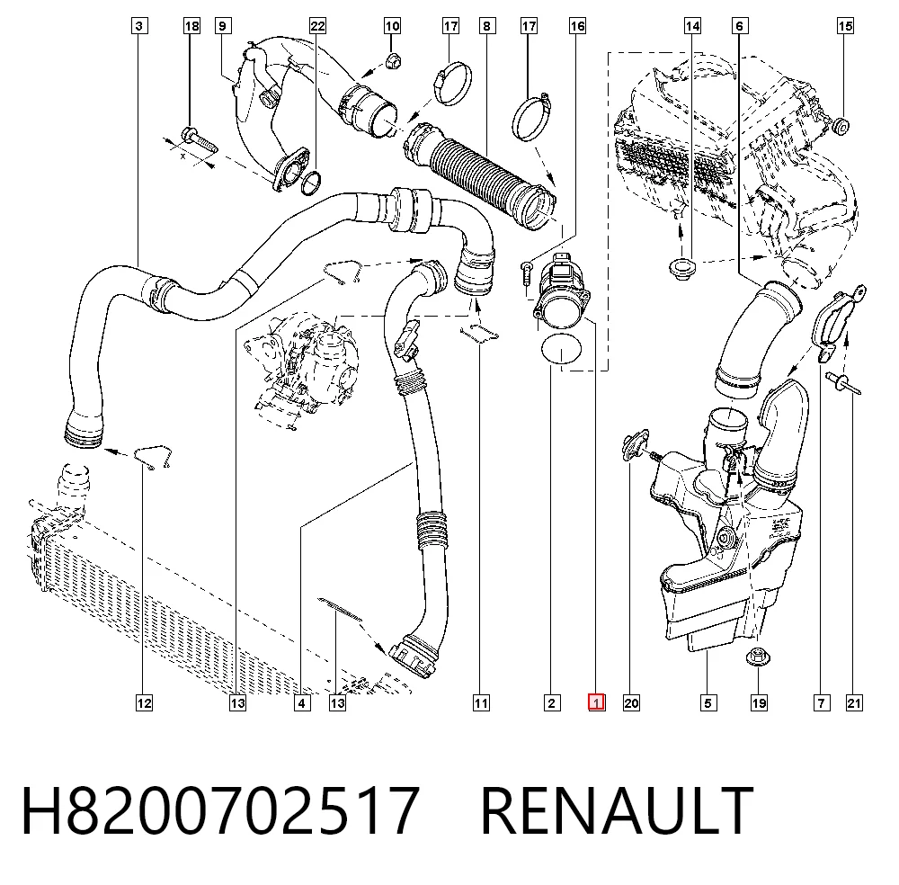 H8200702517 Renault (RVI) Sensor de fluxo (consumo) de ar, medidor de consumo M.A.F. - (Mass Airflow)