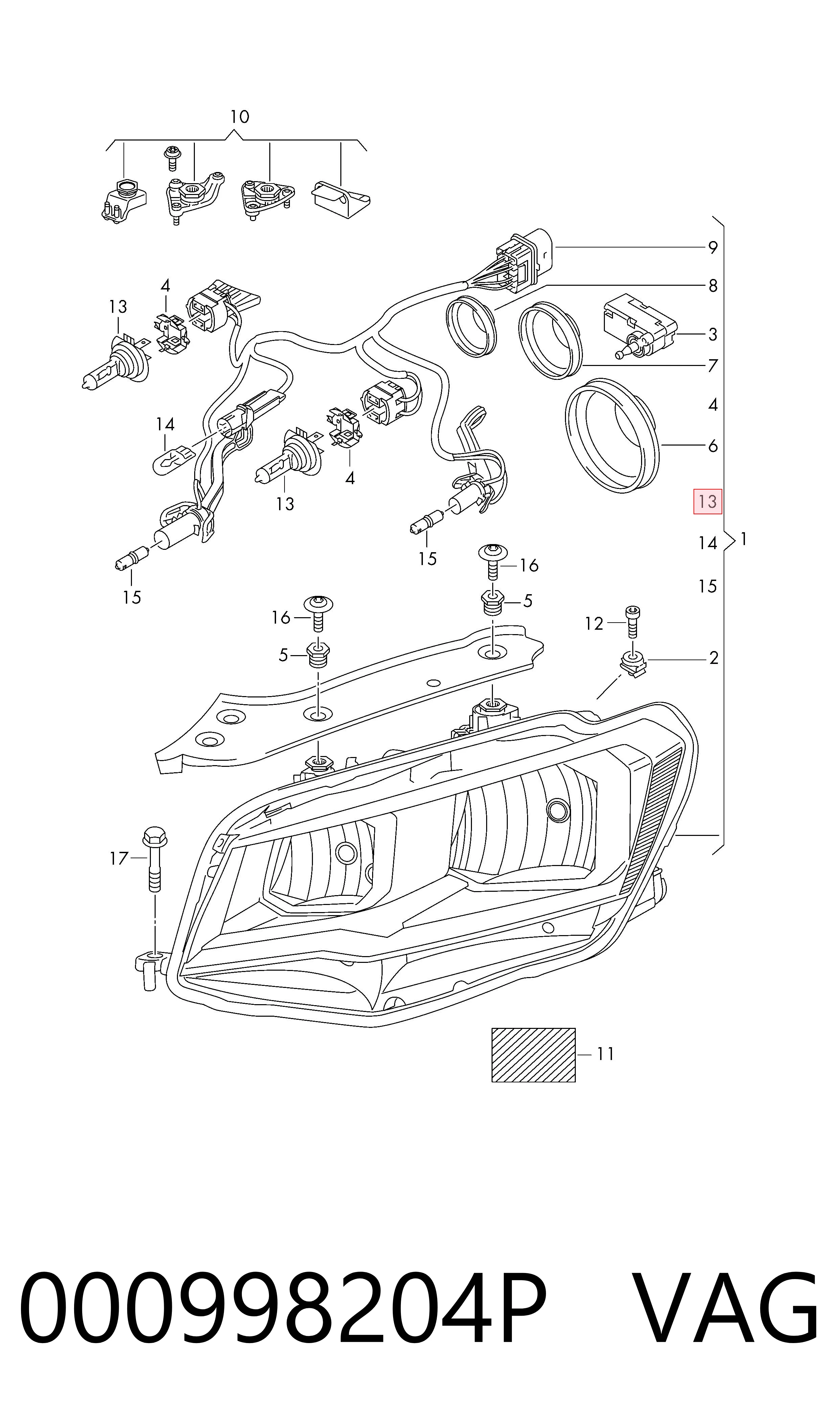 Kit de lâmpadas das luzes VAG 000998204P preço, a partir de 16,29 USD