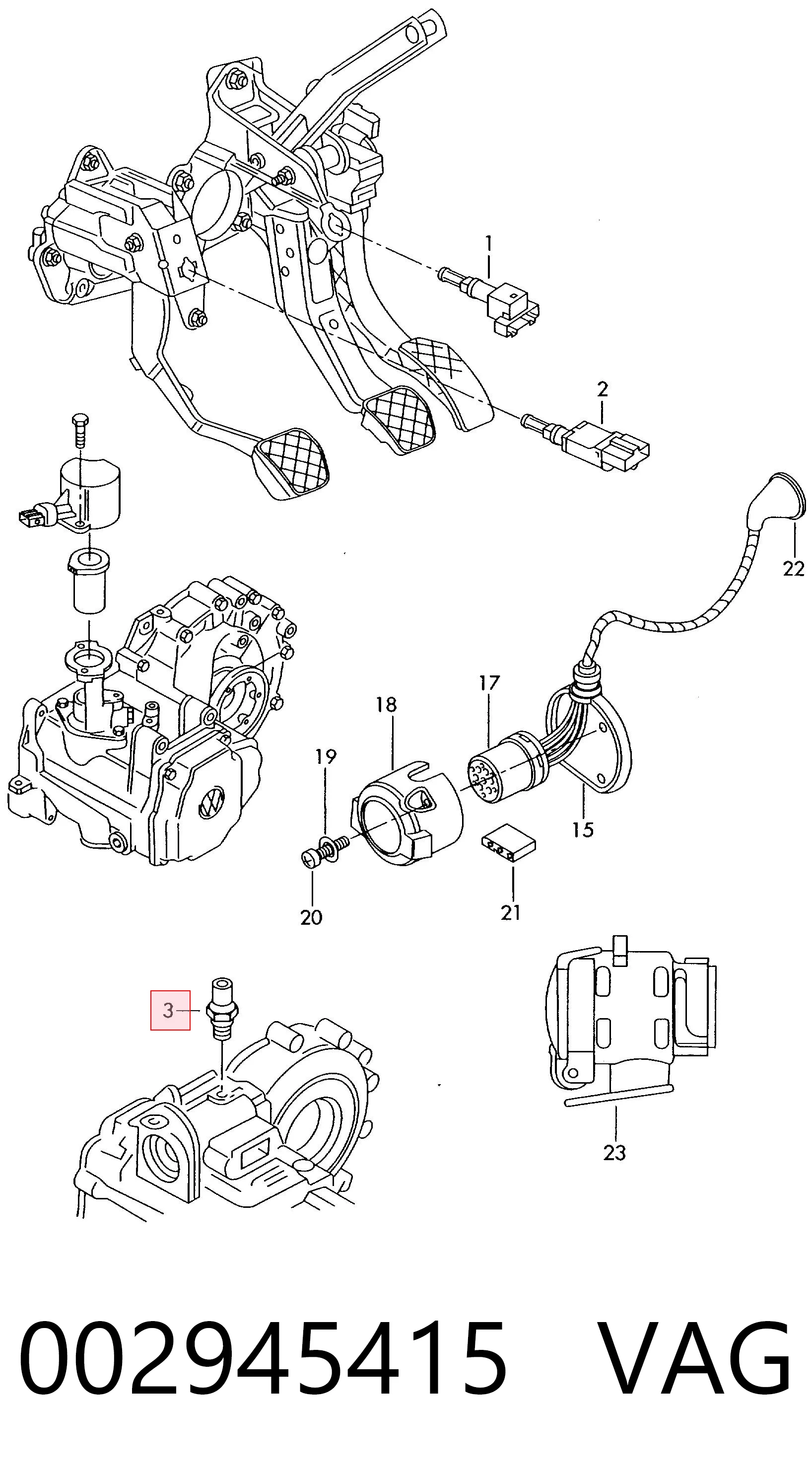 002945415 VAG Sensor de ativação das luzes de marcha à ré