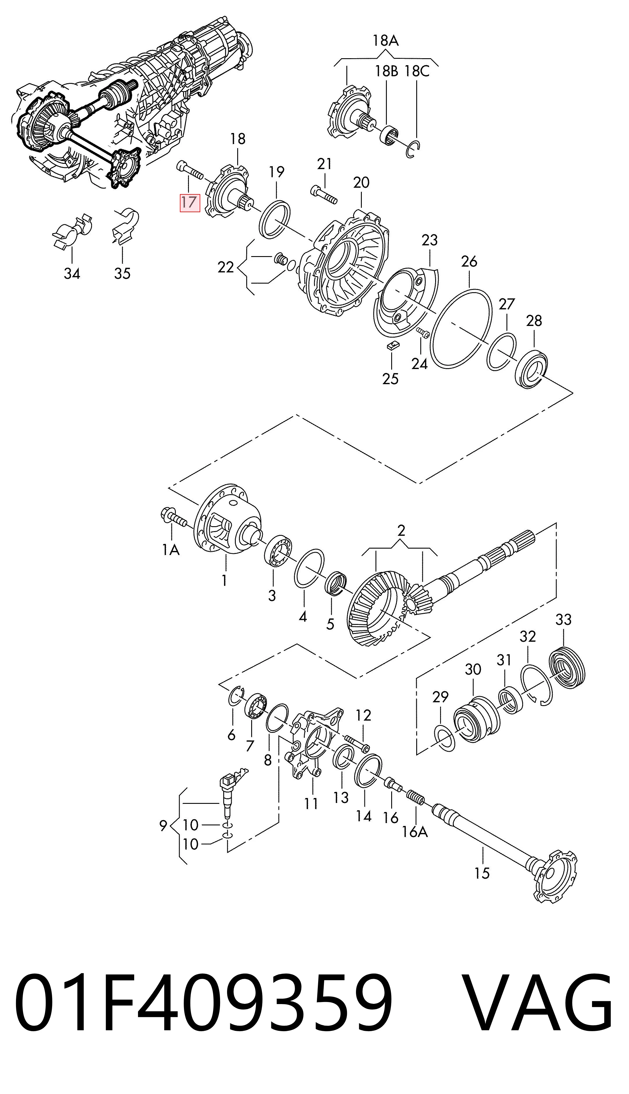01F409359 VAG Parafuso de cabeça de motor (CBC)