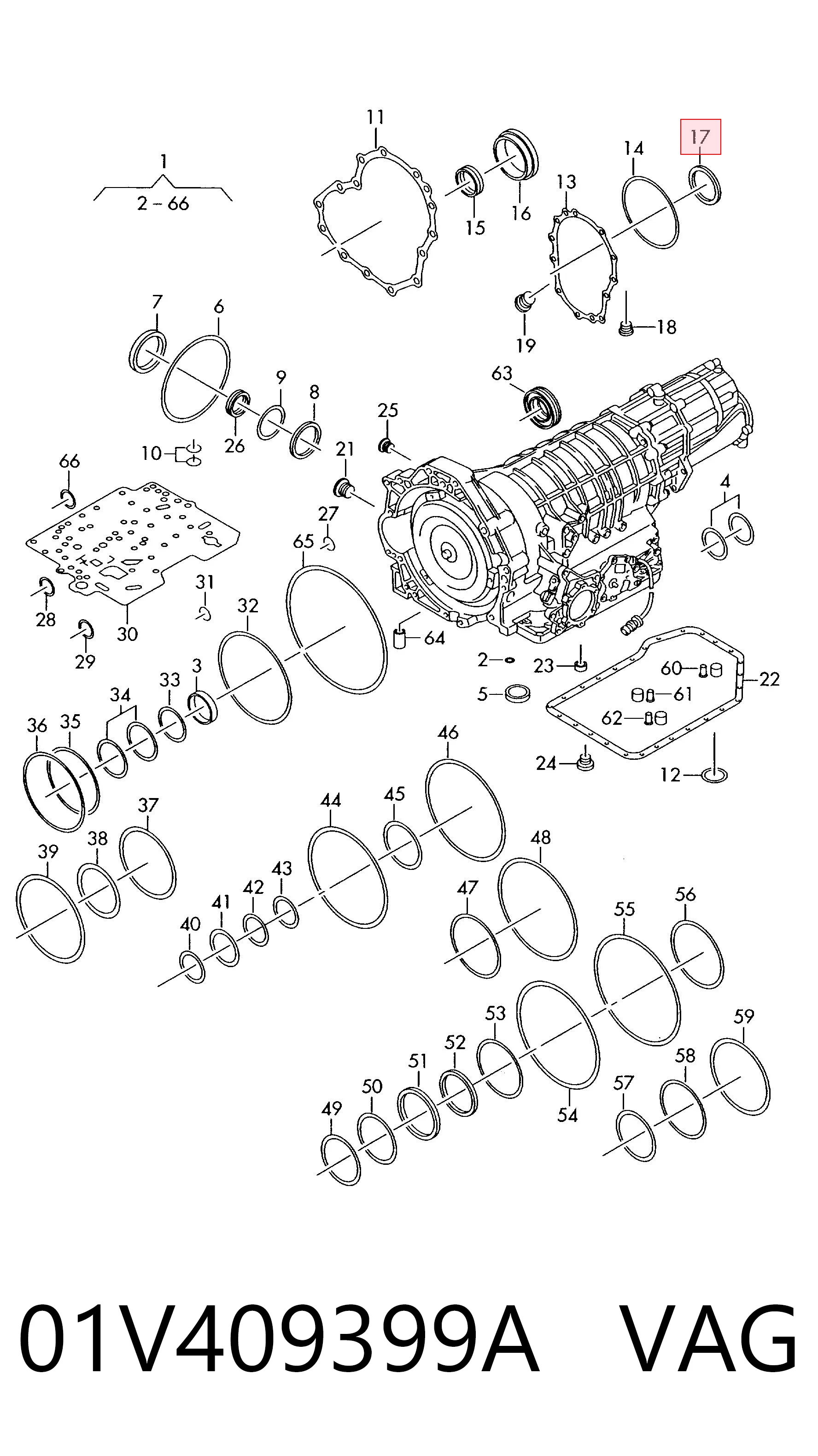01V409399A VAG Bucim da Caixa Automática de Mudança (de árvore de saída/secundária)