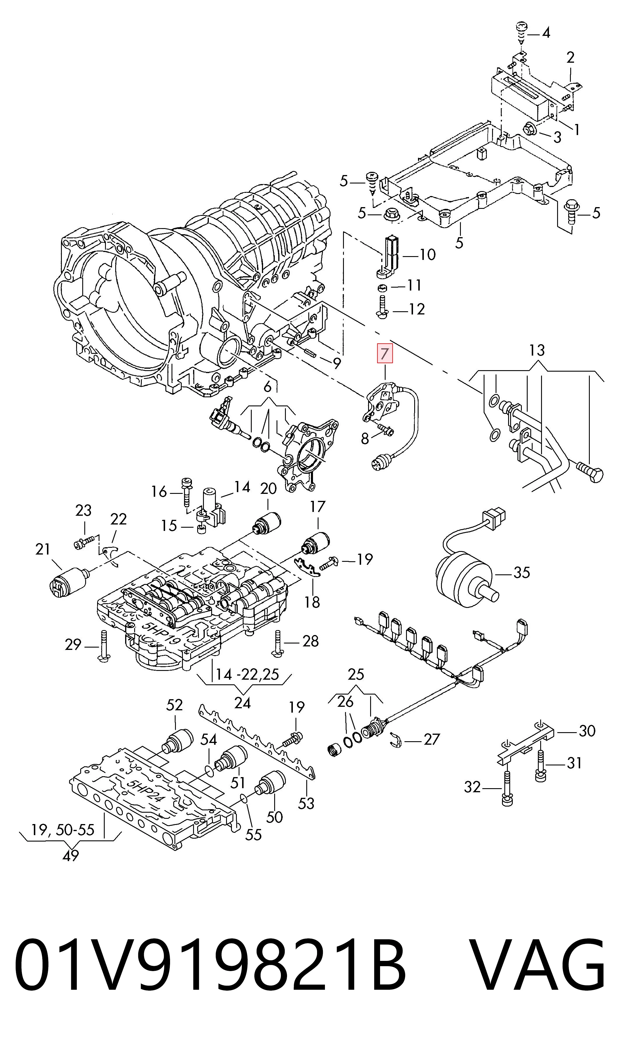 01V919821B VAG Sensor dos modos de trabalho da Caixa Automática de Mudança