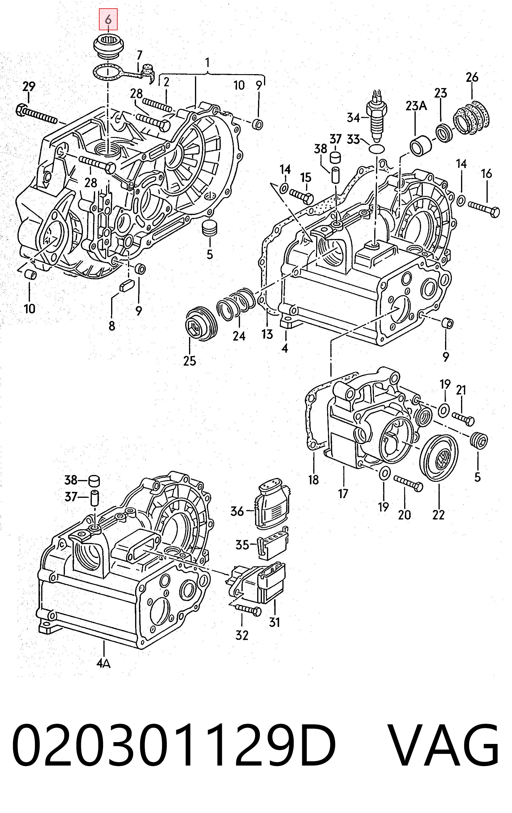 020301129D VAG Tampão de enchimento da Caixa de Mudança/Caixa Automática de Mudança