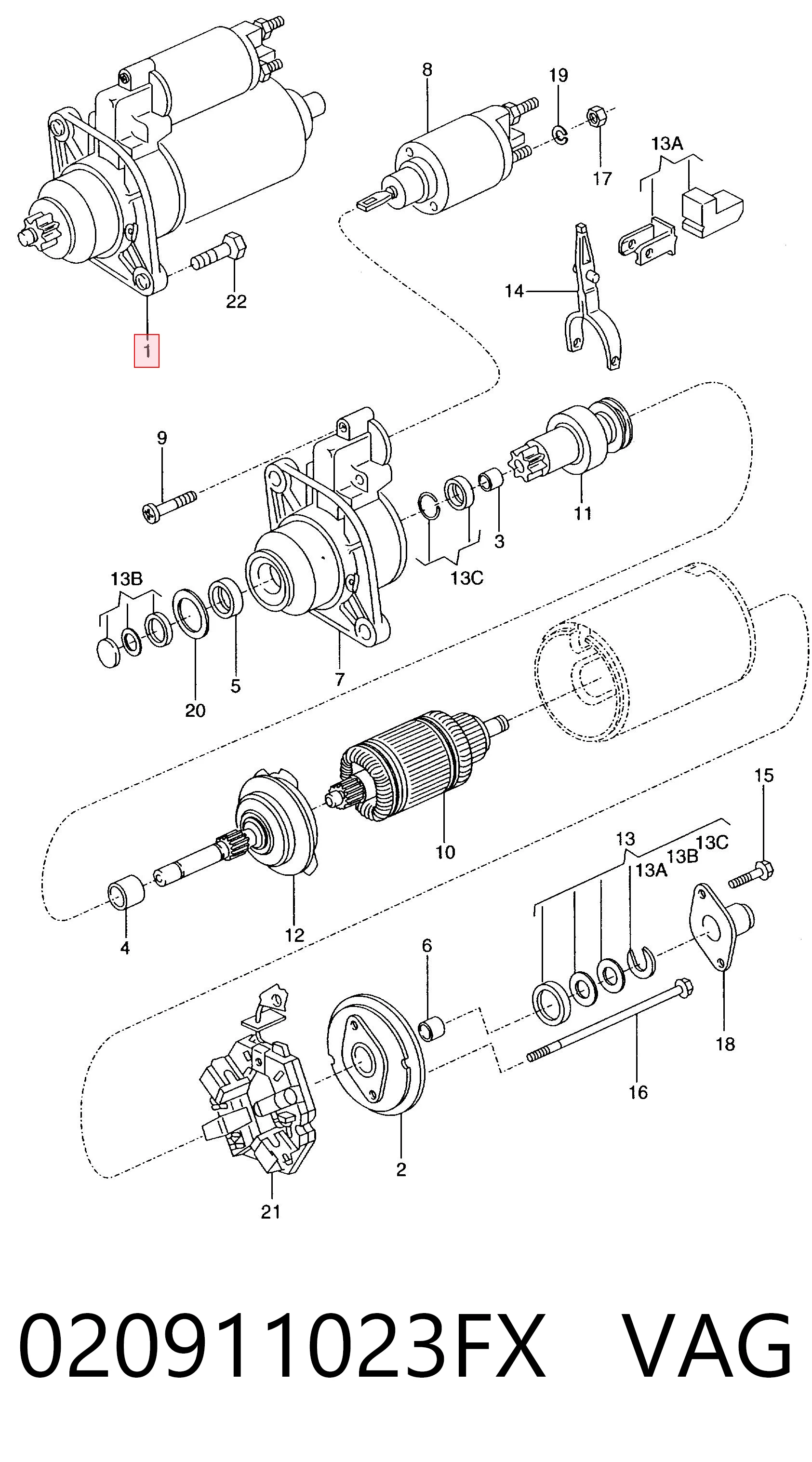 020911023FX VAG Motor de arranco