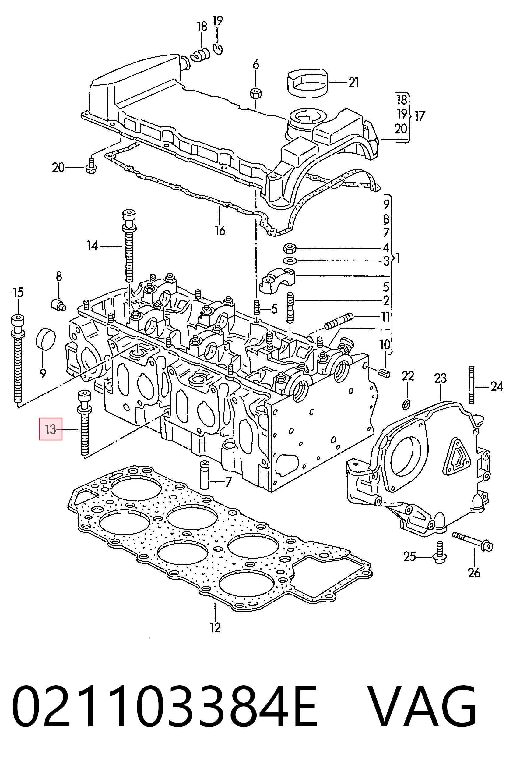 021103384E VAG Parafuso de cabeça de motor (CBC)