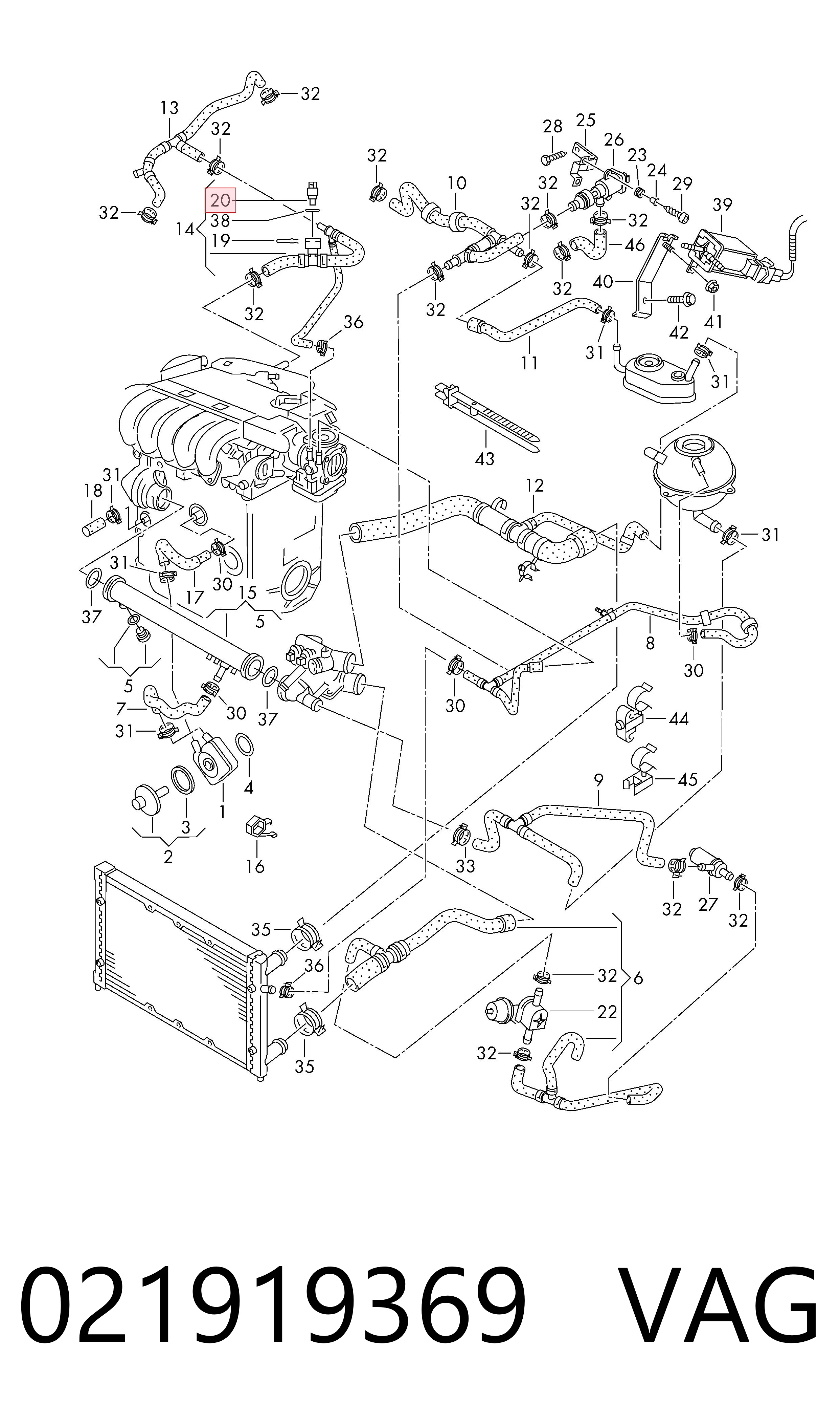 021919369 VAG Sensor de temperatura do fluido de esfriamento (de ativação de ventilador do radiador)