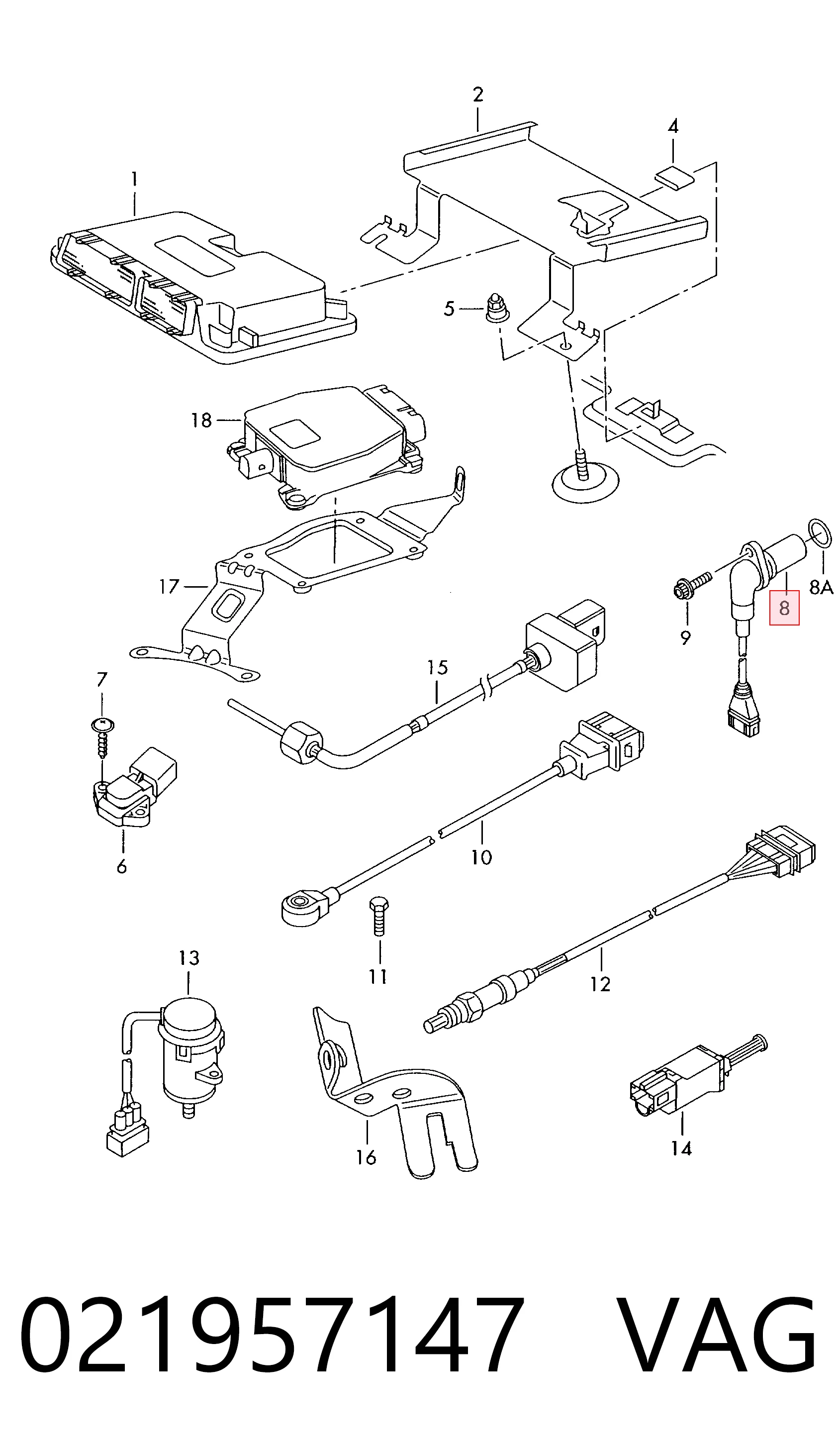 021957147 VAG Sensor de posição (de revoluções) de cambota